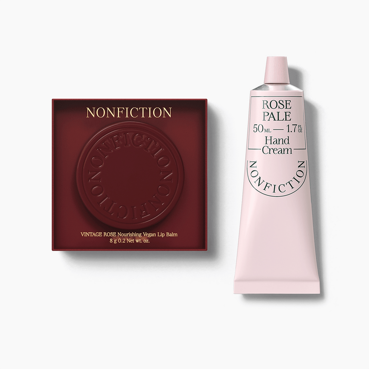 NONFICTION VINTAGE ROSE Nourishing Vegan Lip Balm + Rose Pale Hand Cream